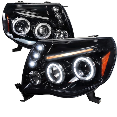 Spec-D Tuning 05-11 Toyota Tacoma Halo LED Projector Smoke 2LHP-TAC06G-TM